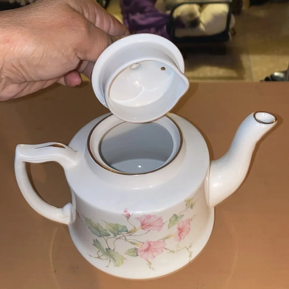 Vintage James Kent Old Foley Staffordshire Teapot  Floral Swirl Gold